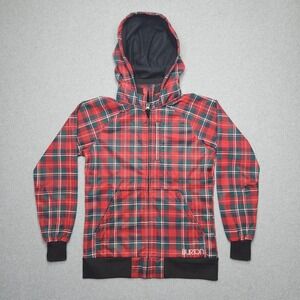 Burton Dryride Jacket Womens‎ Medium Red Plaid Snowboard Winter Hooded